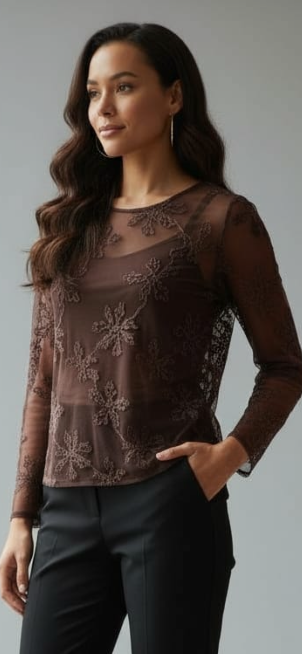 Top Bordado Chocolate